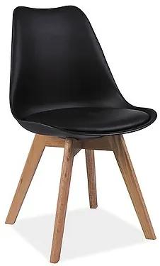 Jedálenská stolička: KRIS BUK - drevo buk/ ekokoža čierna