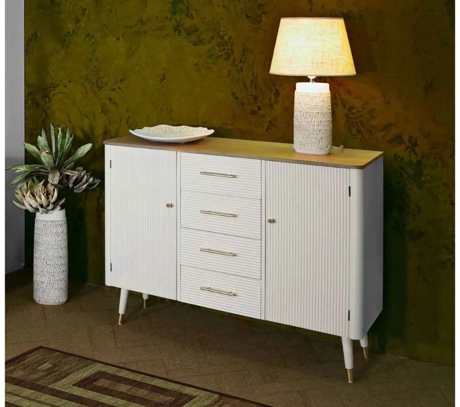 Dizajnová komoda Gerlinde 117 cm biela