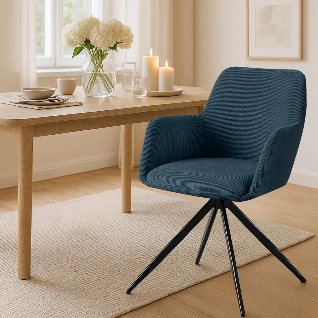 Jedálenská stolička Olema látka cord - modrá