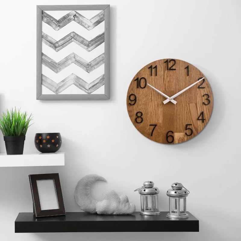 Elegantné nástenné hodiny z masívneho dubu I SENTOP MAS016-OSMO-3072-heads-silver