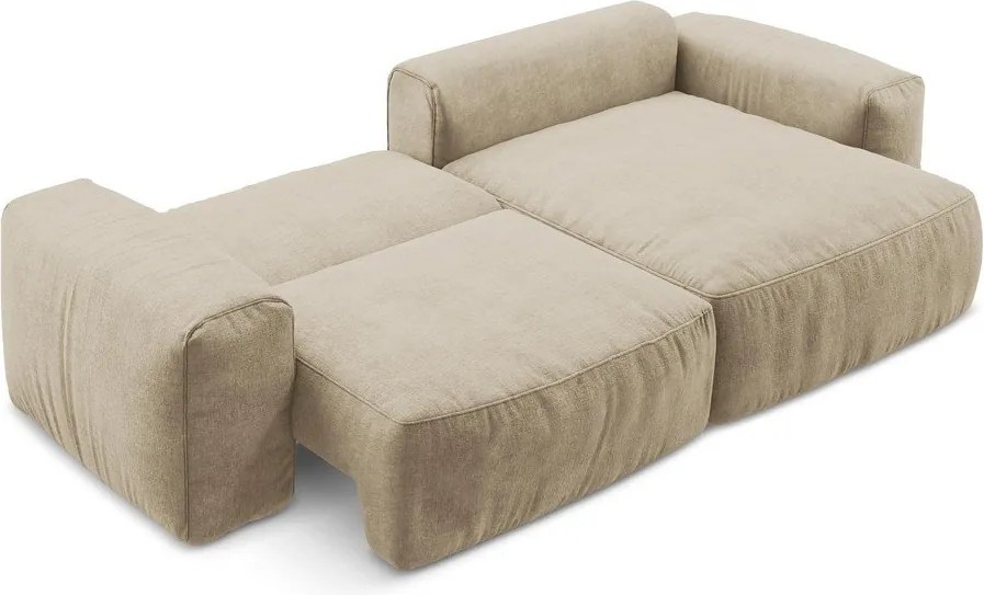 Svetlohnedá ženilková rozkladacia rohová pohovka (pravý roh/s leňoškou) Kuki – Makamii