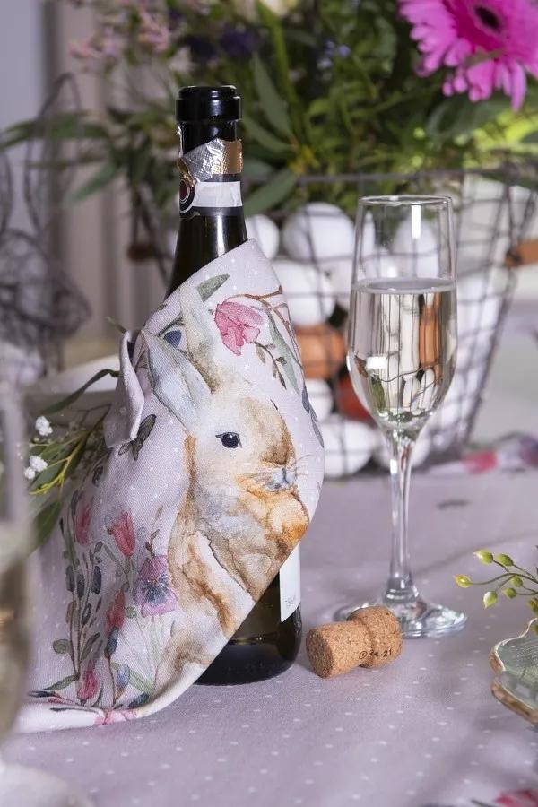 Béžová bavlnená utierka so zajačikom Happy Bunny - 50*70 cm