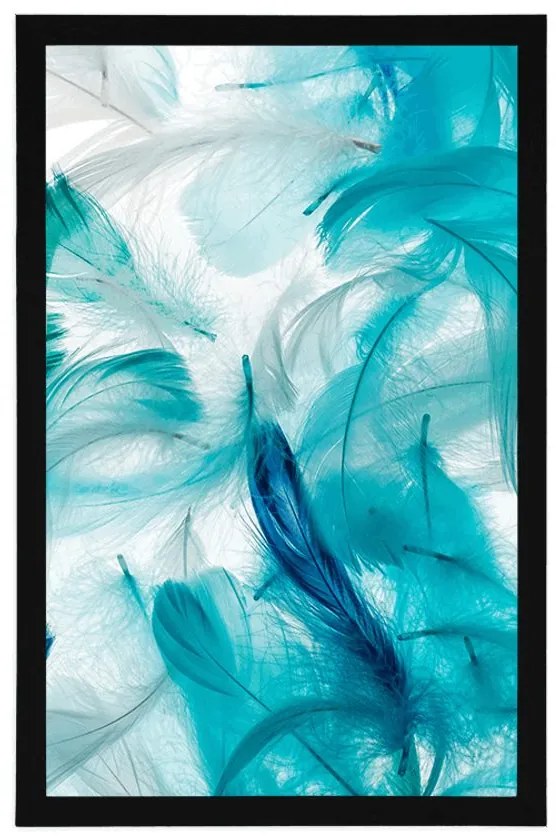 Plagát zelené pierka - 20x30 silver