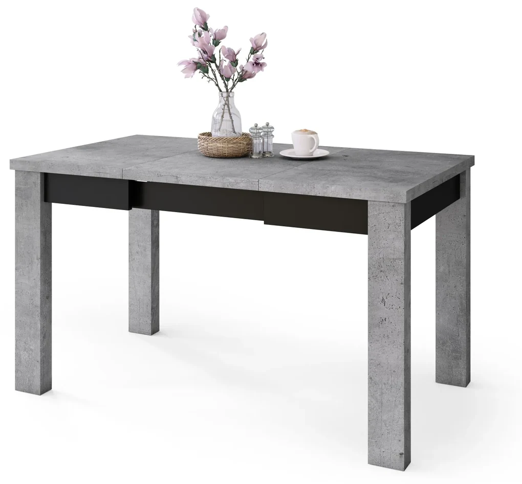 FONTE Beton Millenium / Čierny Mat - KLASICKÝ STÔL DO KUCHYNE/OBÝVACEJ IZBY 110x75 ROZKLADANÝ DO 155 cm!