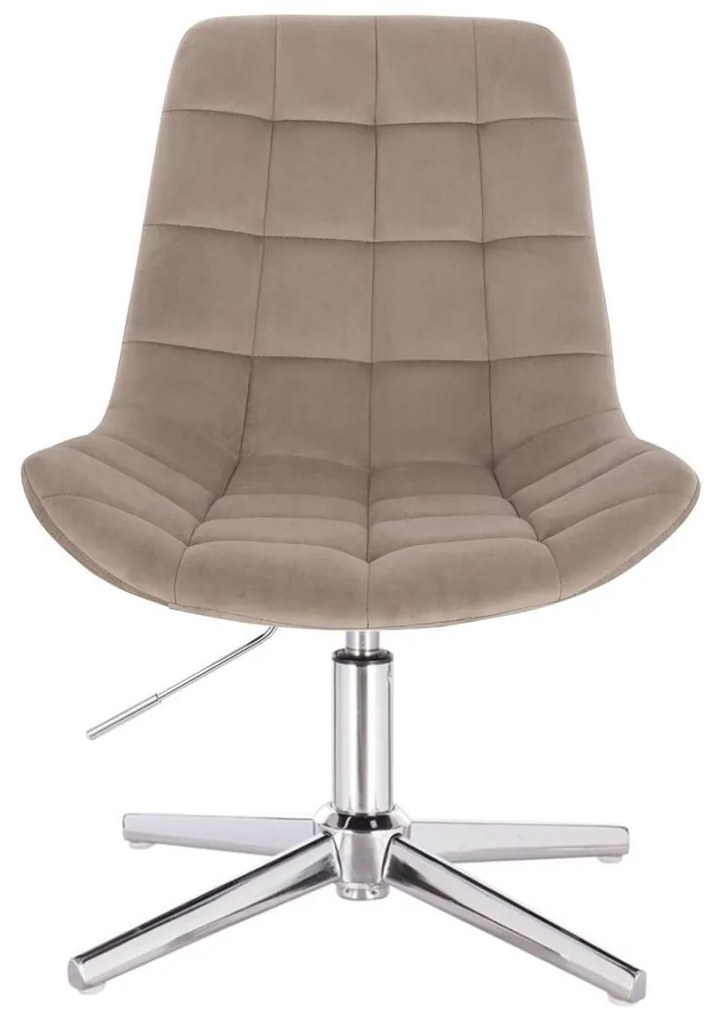 LuxuryForm DESIGN Stolička PARIS VELUR na striebornom kríži - latte