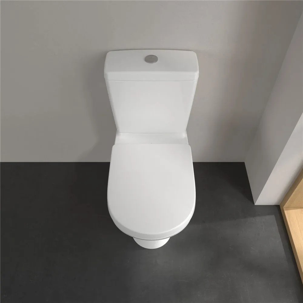 VILLEROY &amp; BOCH O.novo WC misa kombi s hlbokým splachovaním bez vnútorného okraja, zadný odpad, 370 x 670 mm, biela alpská, s povrchom CeramicPlus, 5661R0R1