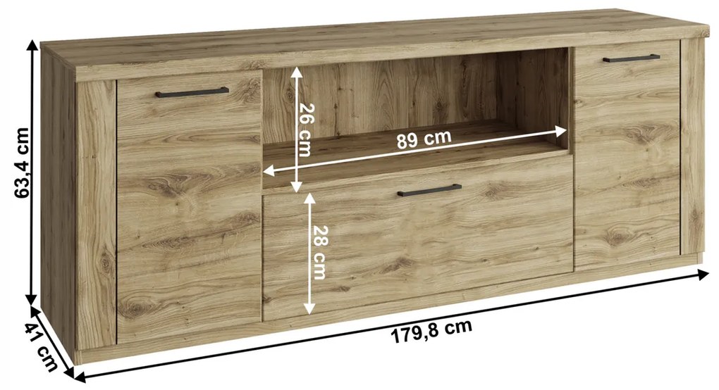 TV stolík DORSI 2D1S/180, dub Navarra