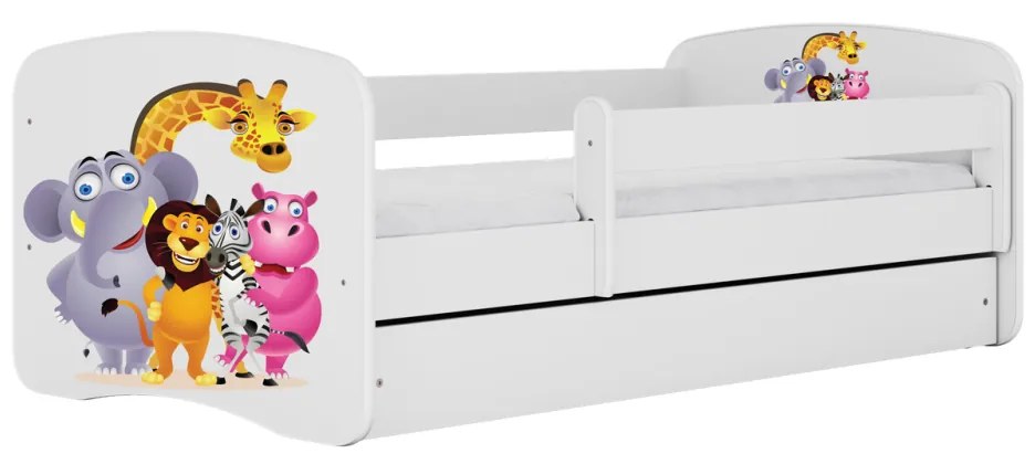 Kocot kids Detská posteľ Babydreams ZOO biela, varianta 70x140, bez šuplíků, bez matrace