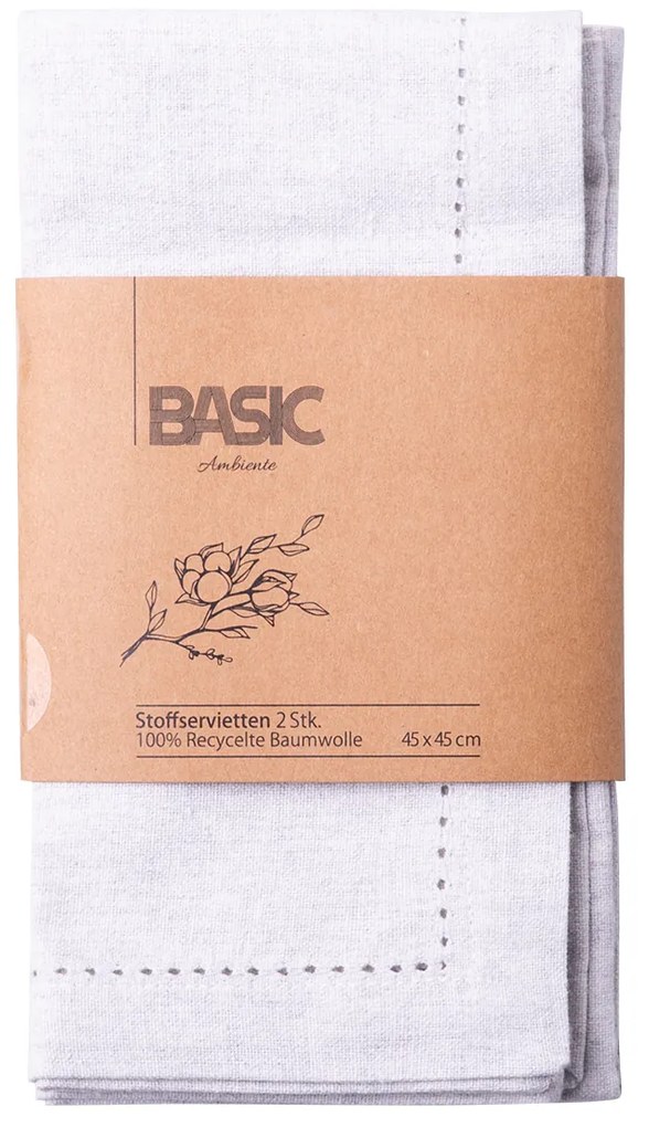 Sivé bavlnené obrúsky 45 x 45 cm 2 ks – Basic Ambiente - 596401