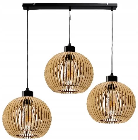 BERGE Stropné LED svietidlo LOFT 3xE27 - WOOD - čierne