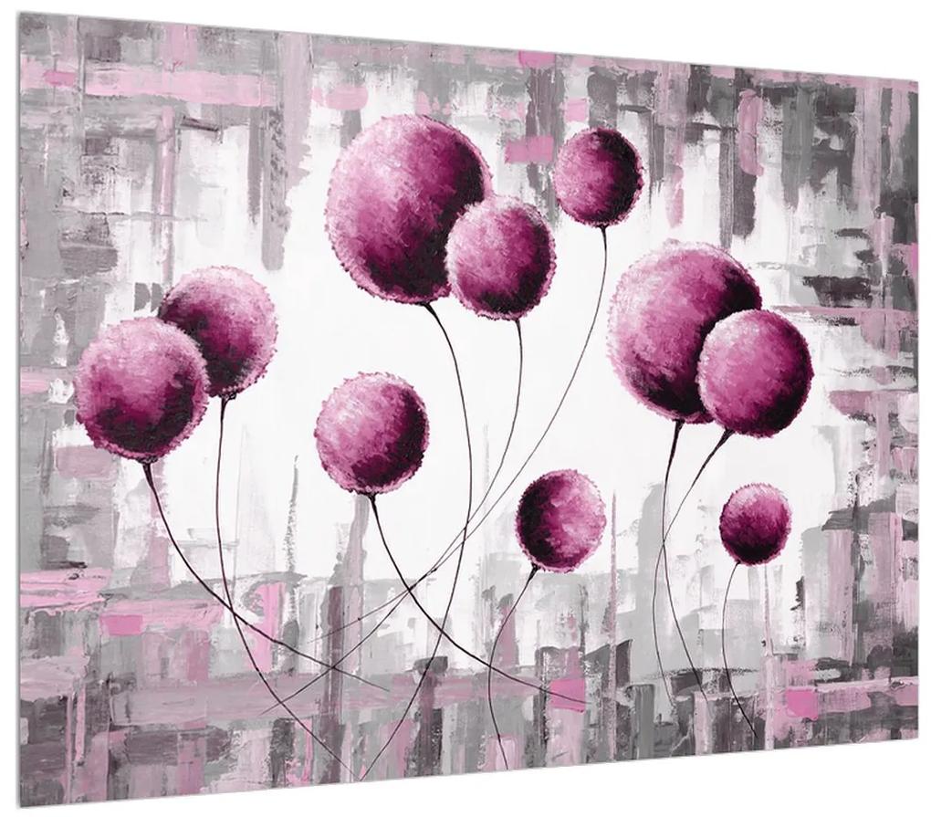 Abstraktný obraz - ružové balóniky (70x50 cm)