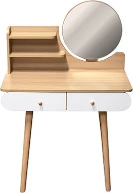 Toaletný stolík SCANDI so zrkadlom naturálny / biely