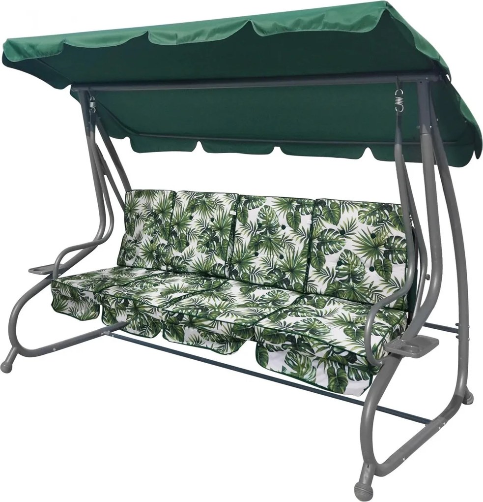 RAMIZ Veľká záhradná hojdačka so strieškou a vankúšmi 2x1 listy