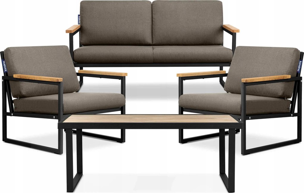 Sada záhradného nábytku stôl pohovka stoličky čierna/béžová Konsimo Tribo