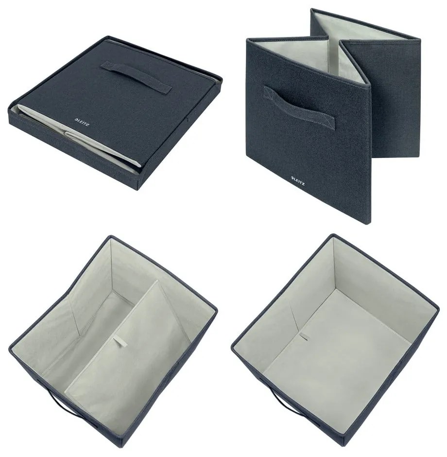 Tmavosivé látkové úložné boxy v súprave 2 ks s vekom 33x38x32.5 cm – Leitz