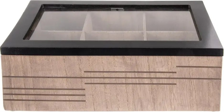 Orion Krabička na čaj, čajový organizér s 6 priehradkami, drevo LINE