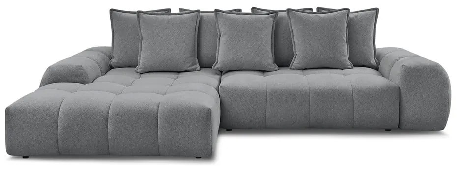 Tmavosivá ženilková rozkladacia/s úložným priestorom rohová pohovka (ľavý roh/s leňoškou) Everest – Bobochic Paris