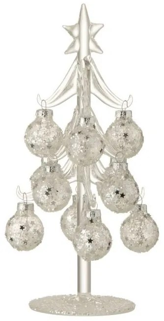 Sklenený stromček so striebornými guľami baubles Stars - Ø 10 * 20 cm