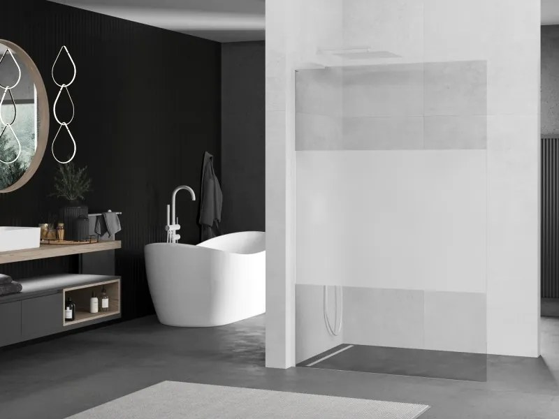 Mexen Kioto L, sprchová zástena Walk-In 70 x 200 cm, 8mm číre sklo-námraza, biely profil, 800-070-103-20-35