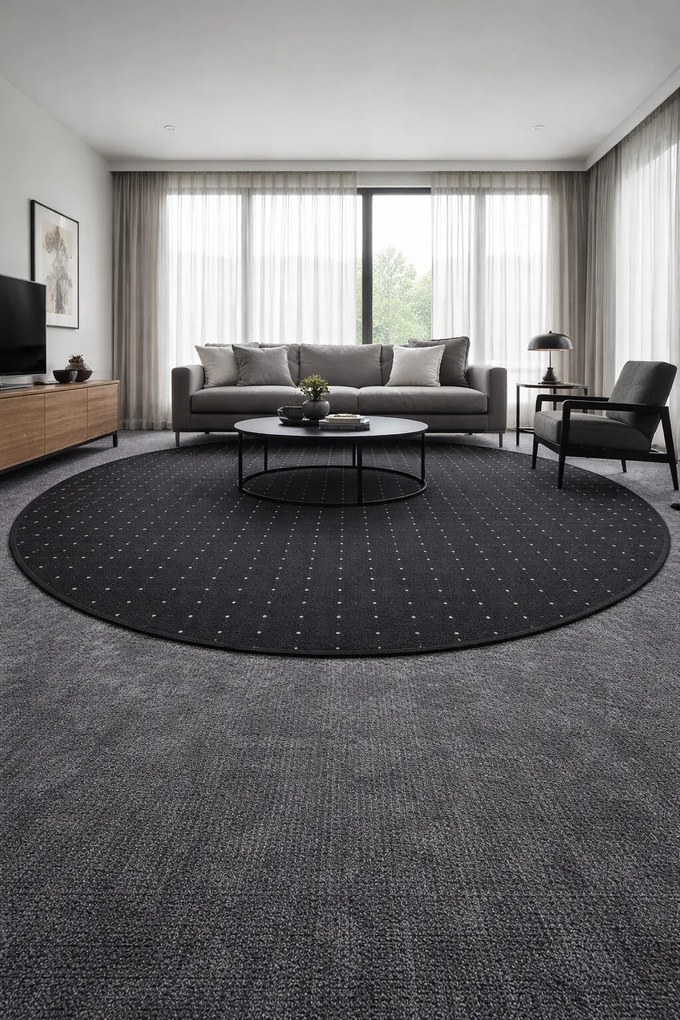 Condor Carpets, Kusový koberec Udinese antracit guľatý, 120x120 (priemer) kruh, šedá, chodba / predsieň