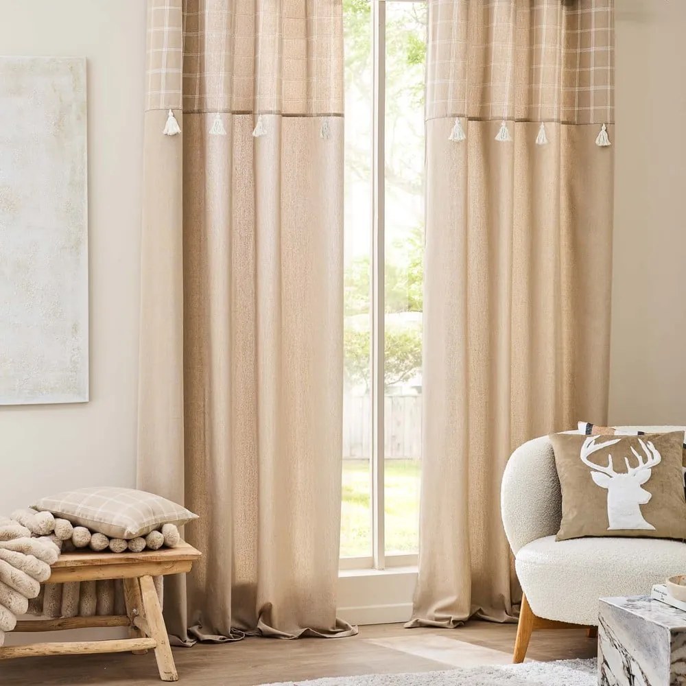 Hnedý záves s prímesou bavlny 140x240 cm Everest – douceur d'intérieur