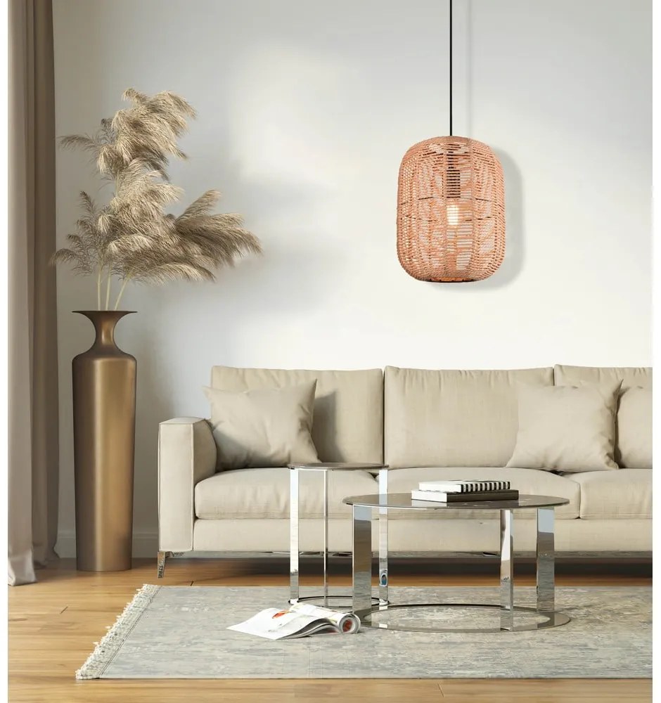 Svetlohnedé závesné svietidlo s textilným tienidlom ø 35 cm Runa – Trio