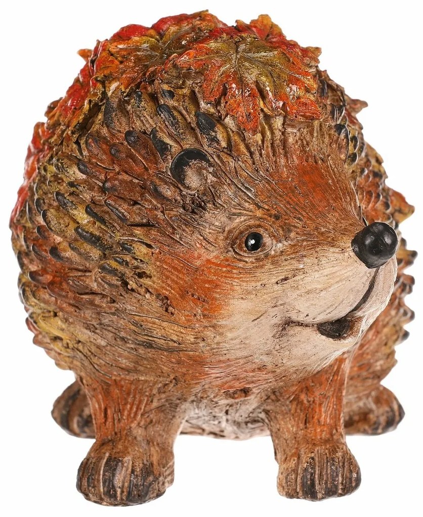 Jesenná dekorácia Ježko s lístkami, 22 x 13 x 15cm, polyresin