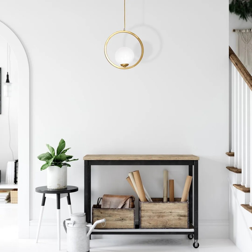 Závesné svietidlo Vienna, 1x biele sklenené tienidlo, c