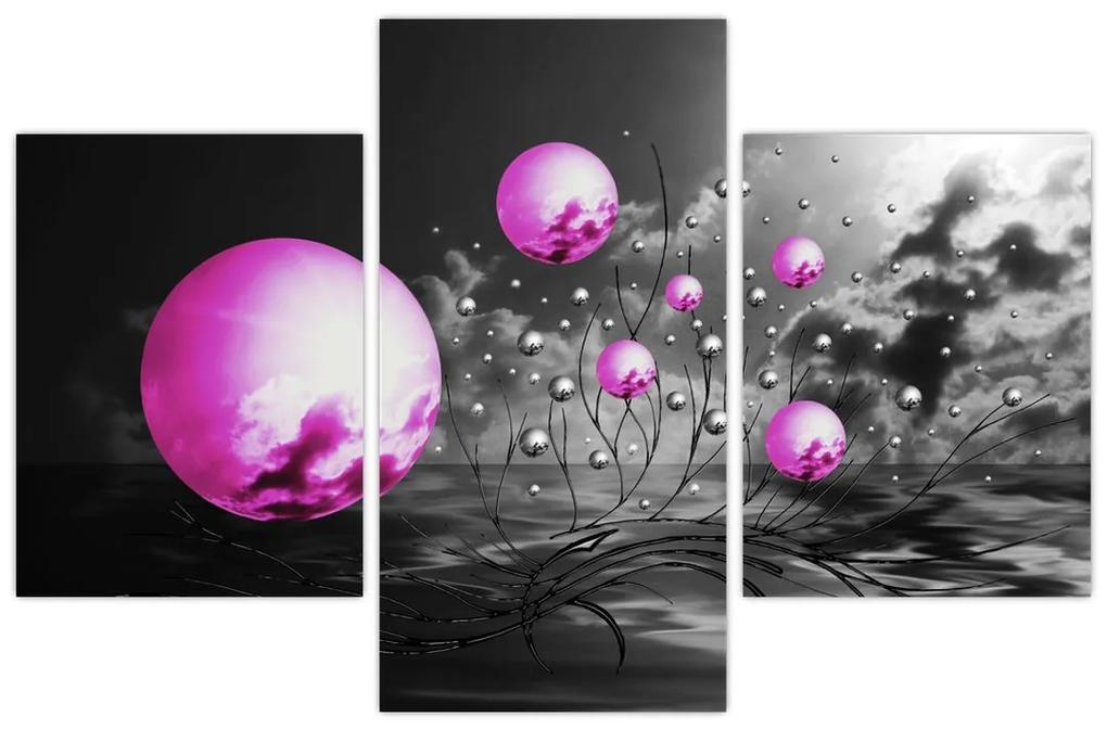 Abstraktný obraz - fialové gule