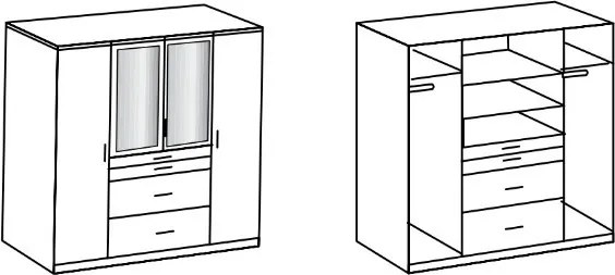 Šatníková skriňa Aachen, 180 cm, dub san remo