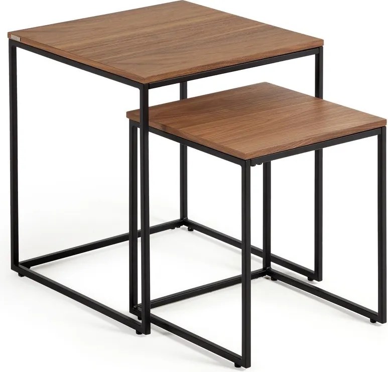 Odkladacie stolíky v súprave 2 ks s doskou v dekore orechového dreva 45x45 cm Yoana – Kave Home