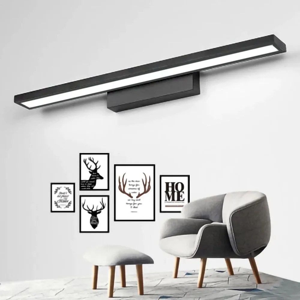 Toolight Toolight, LED kúpeľňové nástenné osvetlenie 60cm APP840-1W, čierna matná, OSW-06665