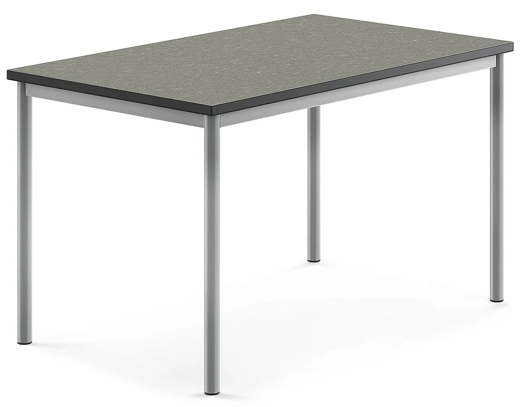 Stôl SONITUS, 1200x800x720 mm, linoleum - tmavošedá, strieborná