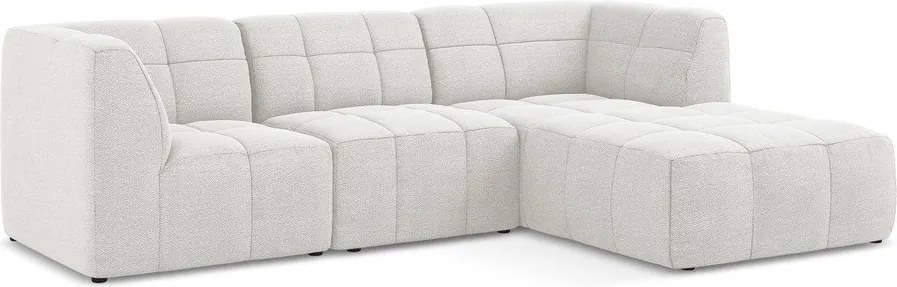 Biela rohová pohovka z textílie buklé (pravý roh/s leňoškou) Aloha – Makamii