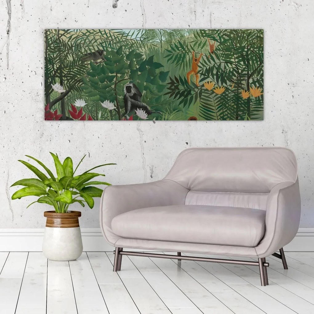 Obraz - Henri Rousseau, Tropical Forest with Monkeys, reprodukcia (120x50 cm)