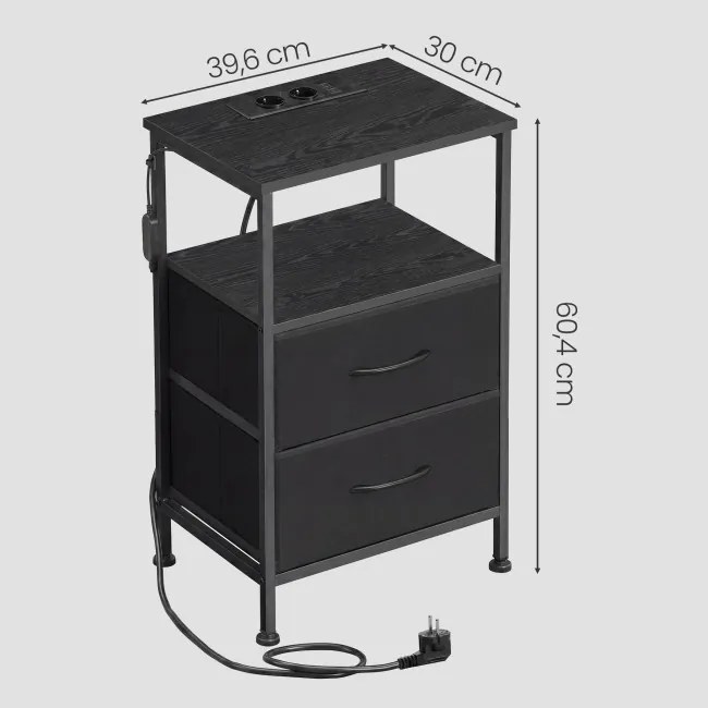 Sada 2 nočných stolíkov s LED osvetlením a nabíjacou stanicou LGSB35202B102