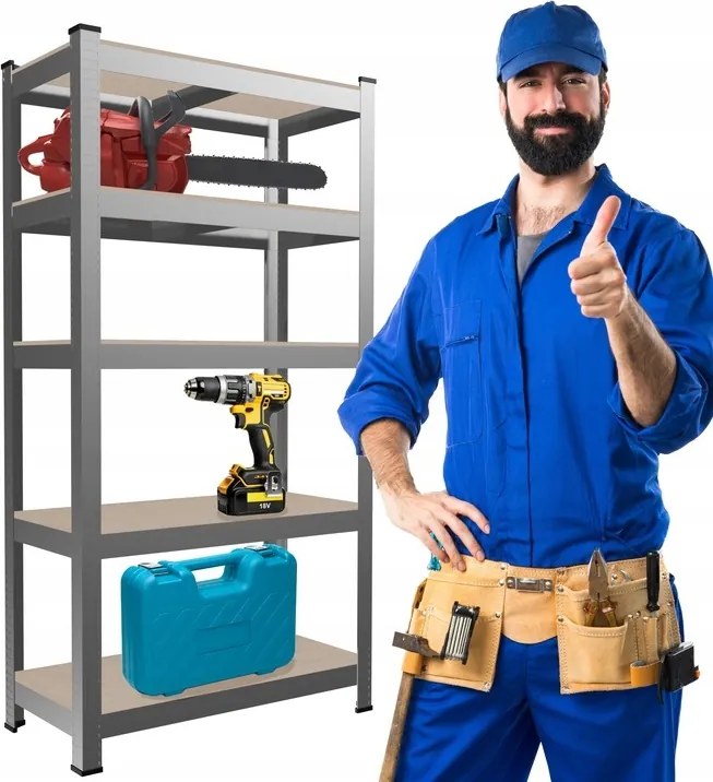 5-ÚROVŇOVÁ POLIČKOVÁ SKRÍŇ 180 x 90 x 30 CM NOSNOSŤ POLIČKY: 175 KG *5870