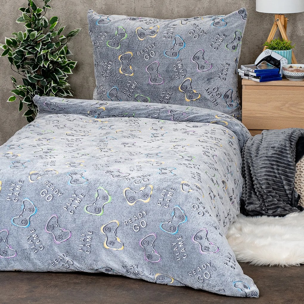 4Home Svietiace obliečky mikroflanel Games, 140 x 200 cm, 70 x 90 cm