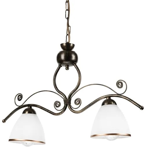 Luster na reťazi RETRO 2xE27/60W/230V bronzová/patina