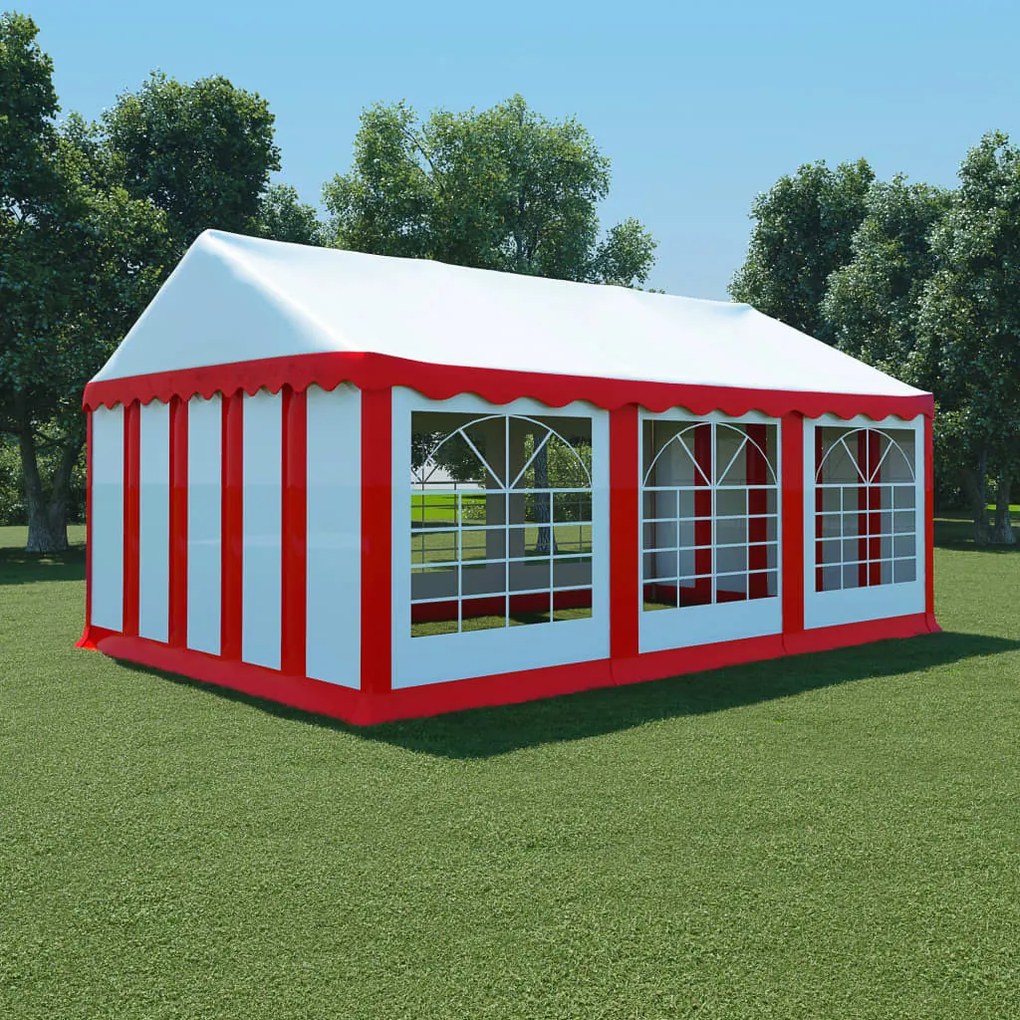 vidaXL Záhradný stan z PVC, 4x6 m, červeno-biely
