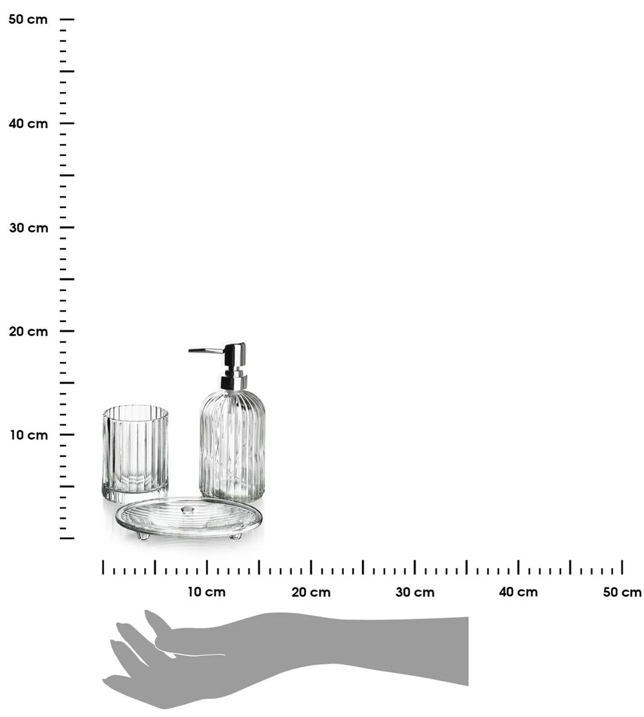 Sada kúpeľňových doplnkov Ari, sklo so strieborným odtieňom/s chrómovými prvkami