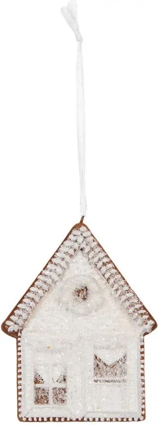 Závesná dekorácia zasnežená perníková chalúpka Frosted Ginger - 8*1*10 cm