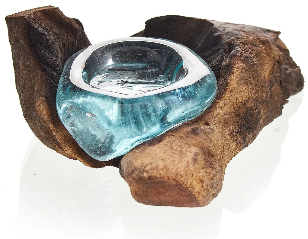 Roztavené sklo na dreve - Svietnik