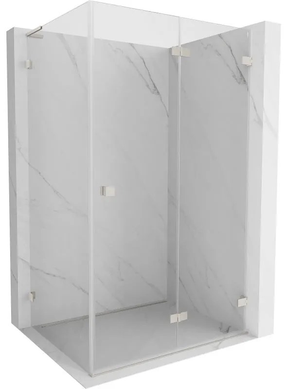 Mexen Lunar-F L, 1-krídlový sprchový kút so skladacími dverami, pravý, 100 x 80 cm, 8mm číre sklo, brúsená oceľ profil, 836L-100-080-97-00-P