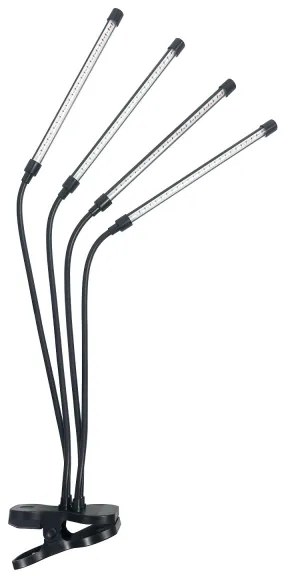 LED Stmievateľná lampa s klipom na pestovanie rastlín VITARO 4xLED/10W/230V čierna