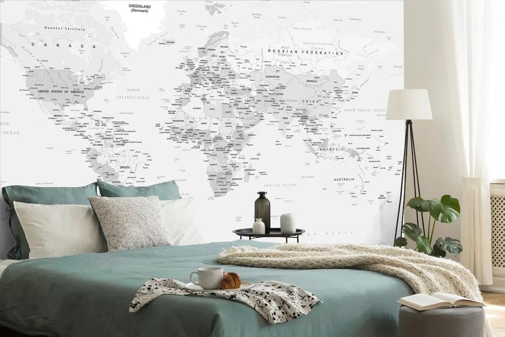 Samolepiaca tapeta klasická čiernobiela mapa s okrajom - 300x200