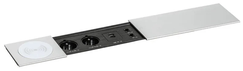 Stôl PRIMO INFINITY 2000 x 900 x 750, sivá + 2x stolná zásuvka TYP V, strieborná