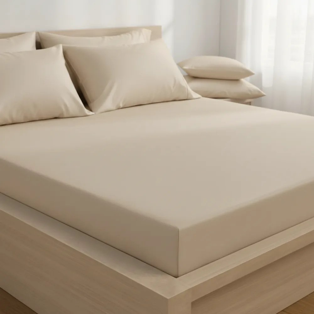 Kvalitex Saténové prestieradlo s gumou béžová, 160 x 200 cm