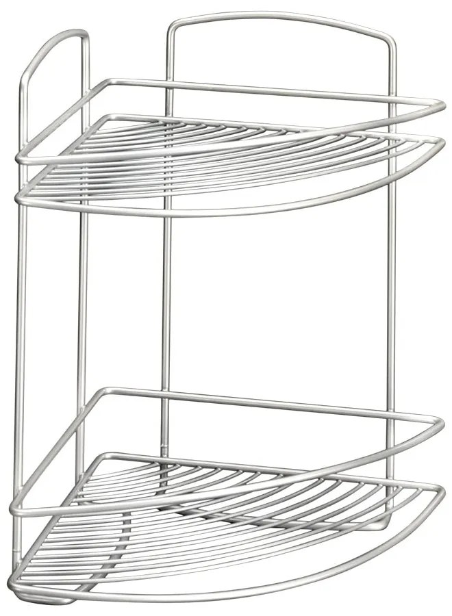 Rohová nástenná oceľová kúpeľňová polička v striebornej farbe - Metaltex