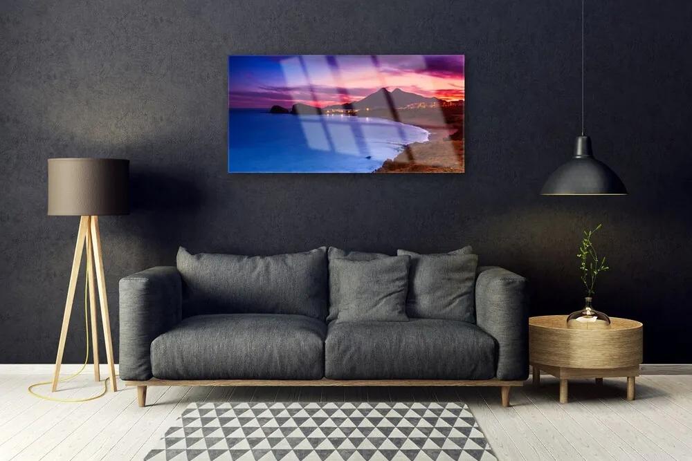 Obraz na skle More pláž hory príroda 120x60 cm